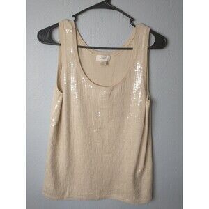 Ann Taylor LOFT Beige Sequin Tank Top Women’s Medium Sparkle Knit